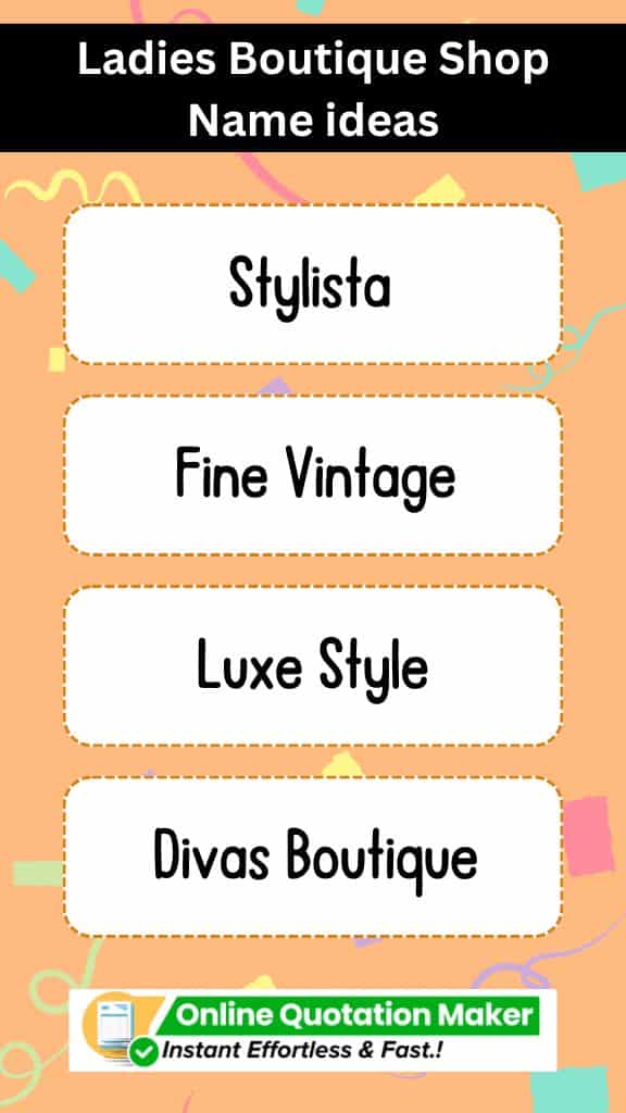 Ladies Boutique Shop Name ideas