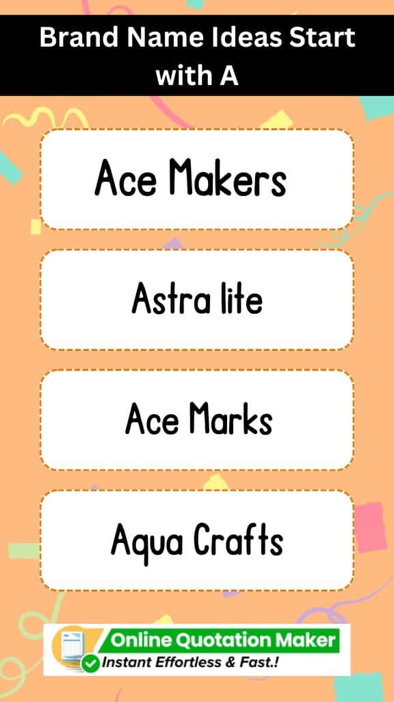 Brand Name Ideas Start with A List